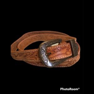 Leather stamped western belt